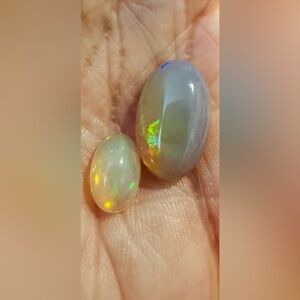 Luminous 30mm & 10mm lose Opal Gemstone Pair